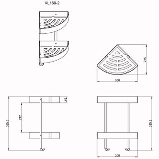Полка AZARIO ALTRE AZ-160-2B угловая двухэтажная